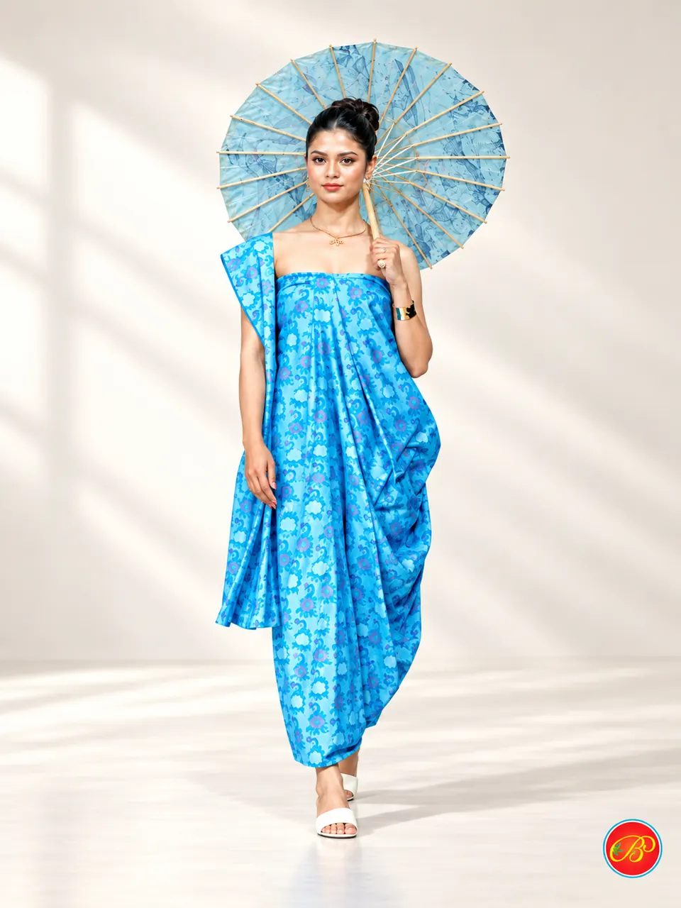 A brighter blue: printed cotton, sky ground